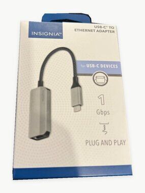 Insignia USB-C to Ethernet Adapter in Silver - 1 Gbps Plug-and-Play